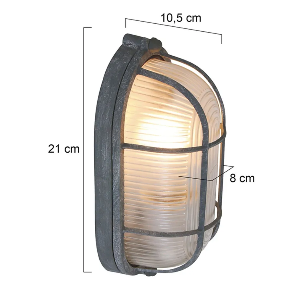 Deckenleuchte Riffelglas Metall Grau L:21 cm Industrie