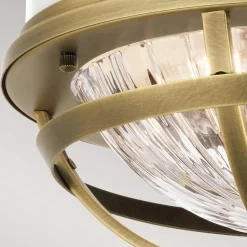 Deckenleuchte rund Ø 30,5 cm Metall Riffelglas 2x E27