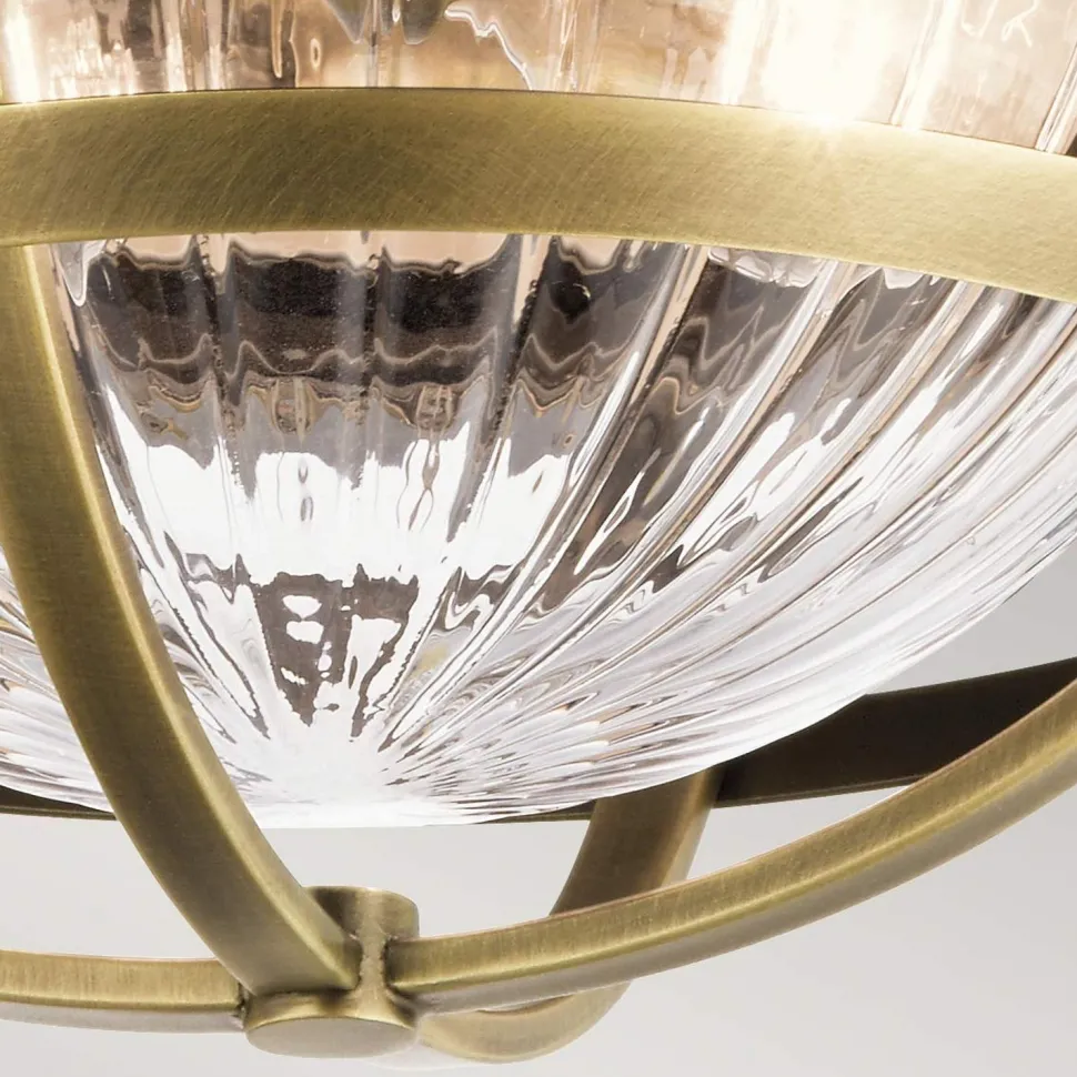 Deckenleuchte rund Ø 30,5 cm Metall Riffelglas 2x E27