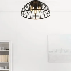 Deckenleuchte rund Ø 40 cm Schwarz Metall 3x E27