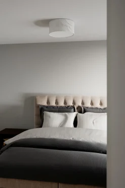 Deckenleuchte rund Ø 40 cm Weiß E27 Metall Stoff blendarm