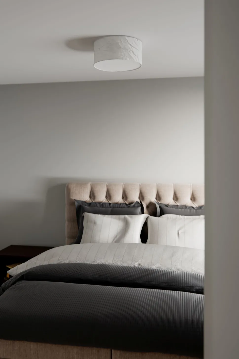 Deckenleuchte rund Ø 40 cm Weiß E27 Metall Stoff blendarm