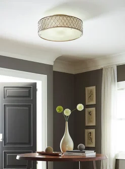 Deckenleuchte rund 76 cm in Silber Metall Kristall