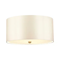 Deckenleuchte rund 46 cm Stoff in Creme Messing