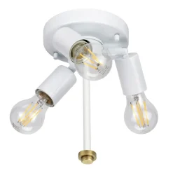 Deckenleuchte rund 46 cm Stoff in Creme Messing