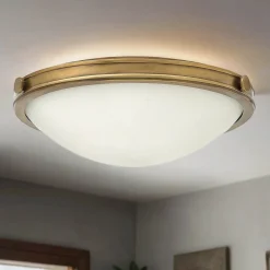 Deckenleuchte rund blendarm in Messing Weiß Wohnzimmer