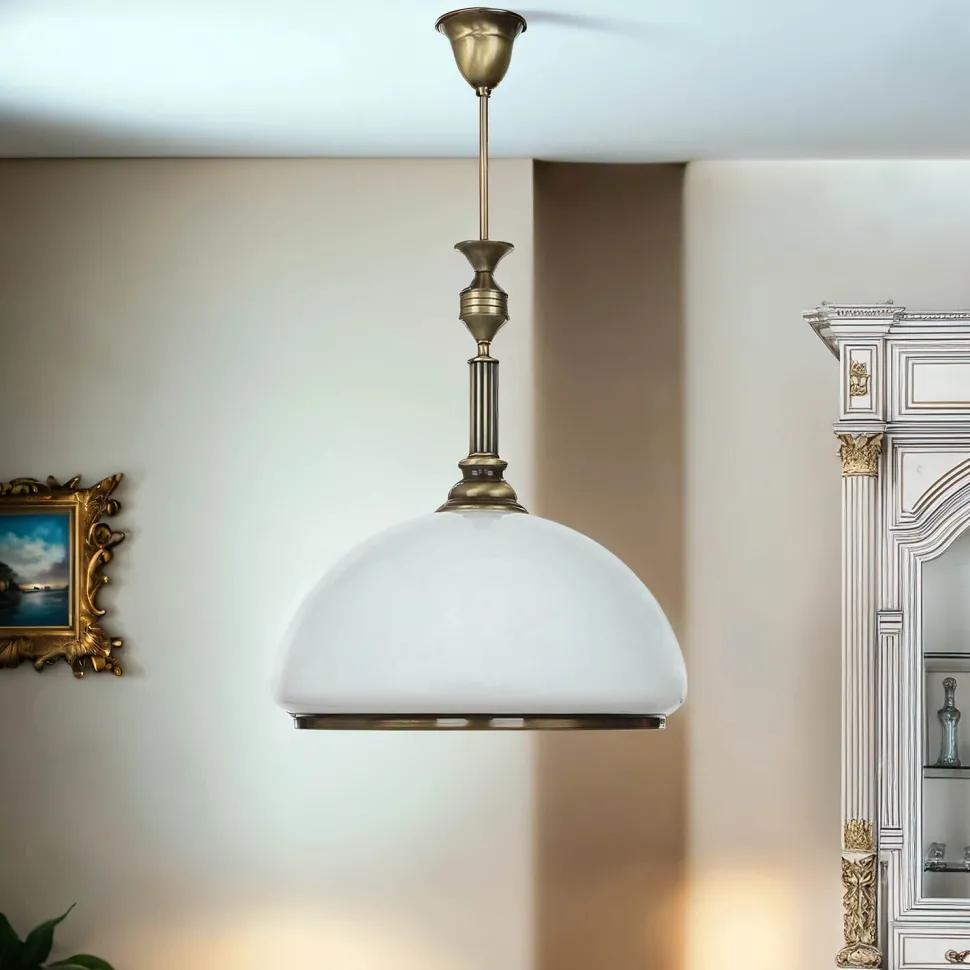 Deckenleuchte rund Ø40cm Messing antik Weiß Lampe