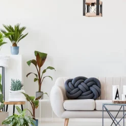 Deckenleuchte Rustikal eckig B: 20 cm klein E27 Holz Metall