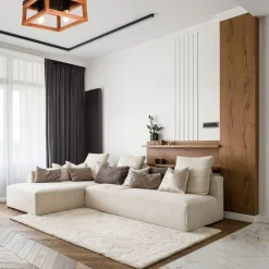 Deckenleuchte Rustikal Holz Metall B: 30 cm Schwarz eckig