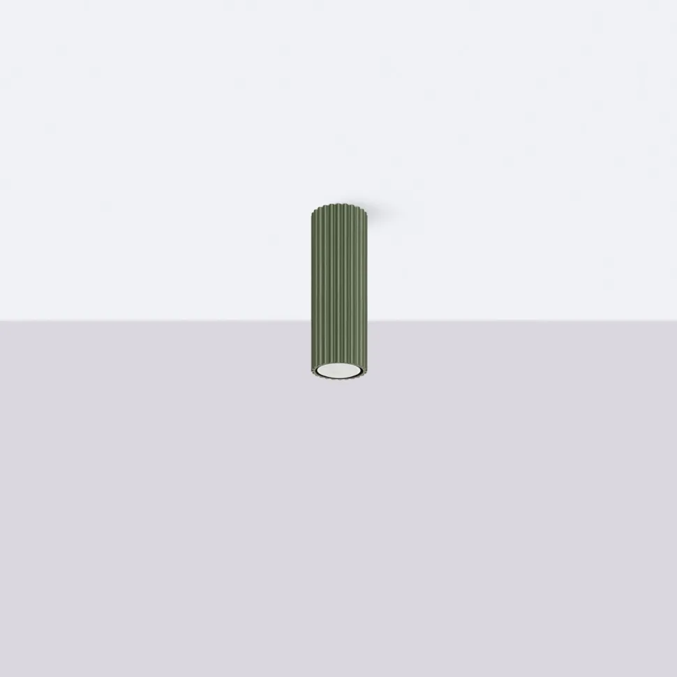 Deckenleuchte schmal Ø 6,5 cm H: 40 cm Aluminium in Grün GU10