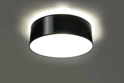 Deckenleuchte Schwarz Ø 25 cm rund flach E27 ATISS