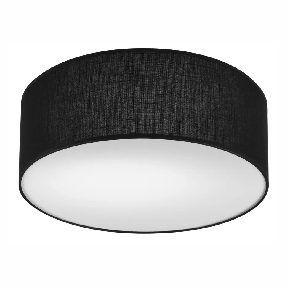 Deckenleuchte Schwarz Ø 35 cm rund flach Stoff blendarm E27