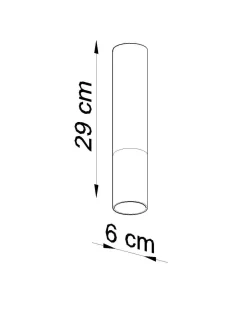 Deckenleuchte Schwarz Chrom Ø 6 cm H: 29 cm Zylinder