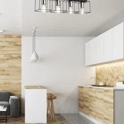 Deckenleuchte Schwarz Chrom Metall 61 cm lang 4-flammig E27