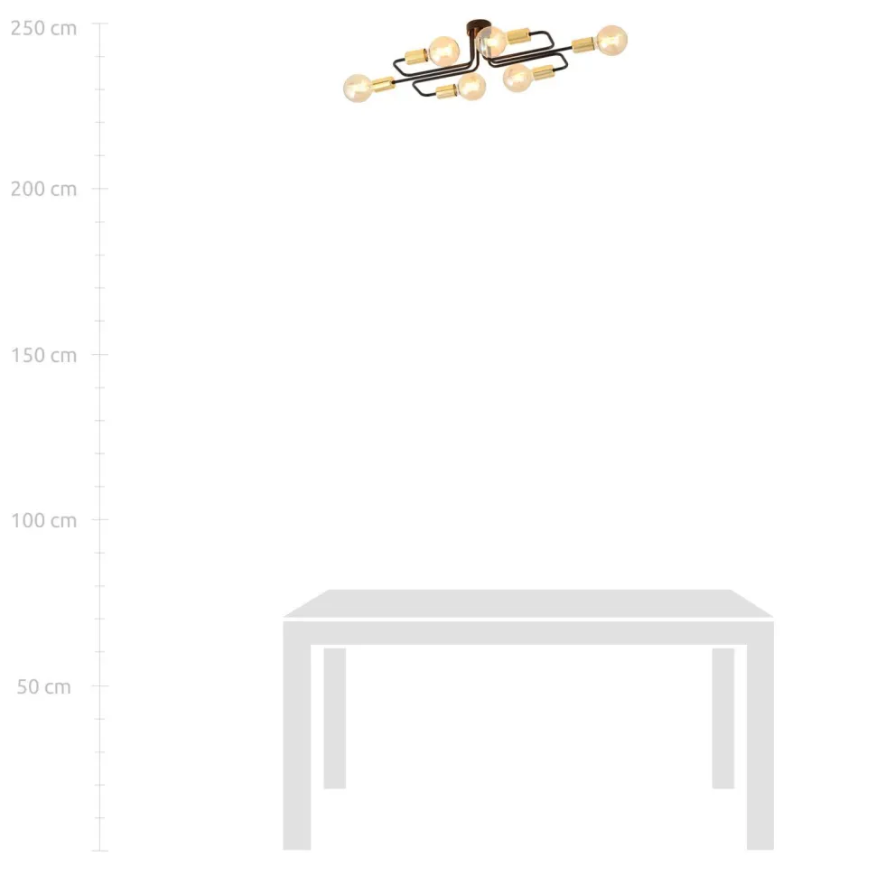 Deckenleuchte Schwarz Gold 55 cm lang Metall NIELS