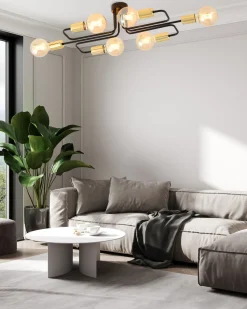 Deckenleuchte Schwarz Gold 55 cm lang Metall NIELS