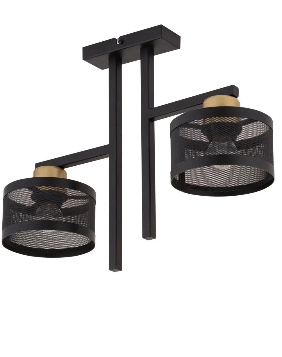 Deckenleuchte Schwarz Gold 2-flammig L:48 cm dekorativ