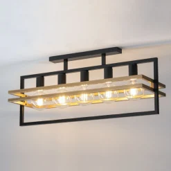 Deckenleuchte Schwarz Gold L:76 cm 5-flammig E27
