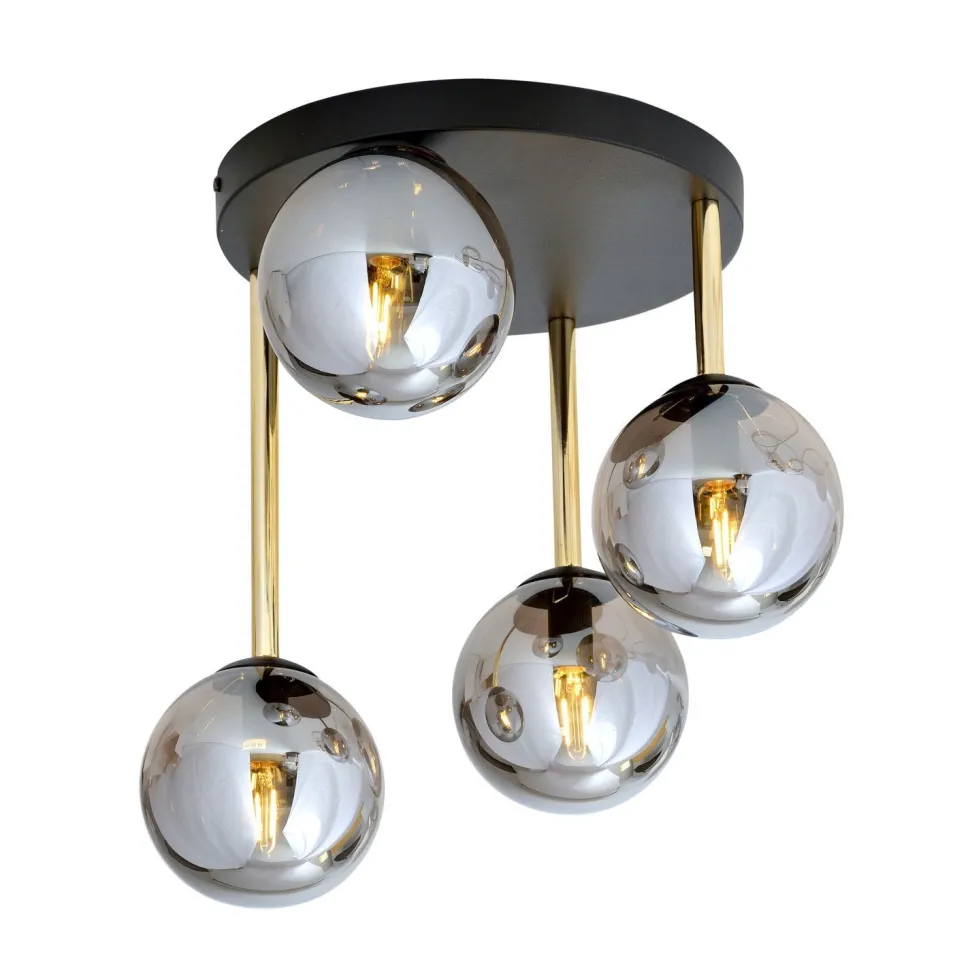 Deckenleuchte Schwarz Grau Gold E14 Rauchglas Ø 40 cm