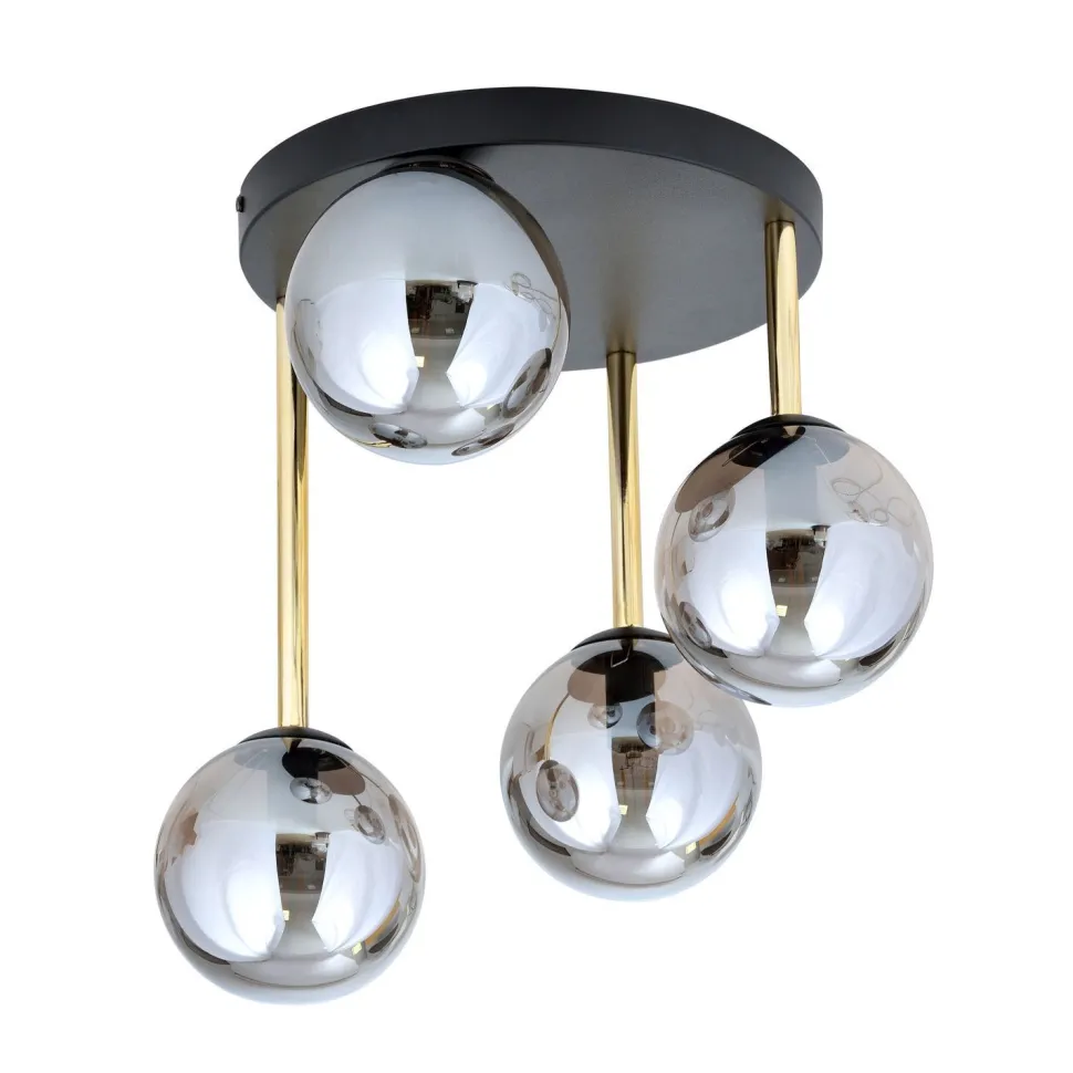 Deckenleuchte Schwarz Grau Gold E14 Rauchglas Ø 40 cm