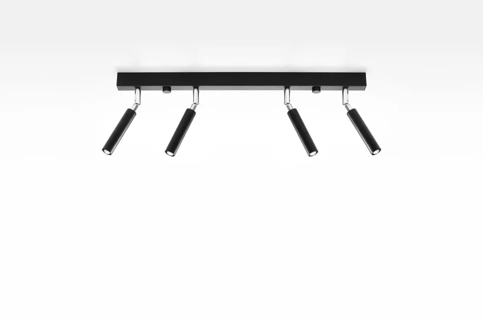 Deckenleuchte Schwarz Metall 4-flammig 60 cm lang