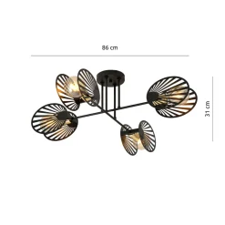 Deckenleuchte Schwarz Metall 86 cm lang 4-flammig