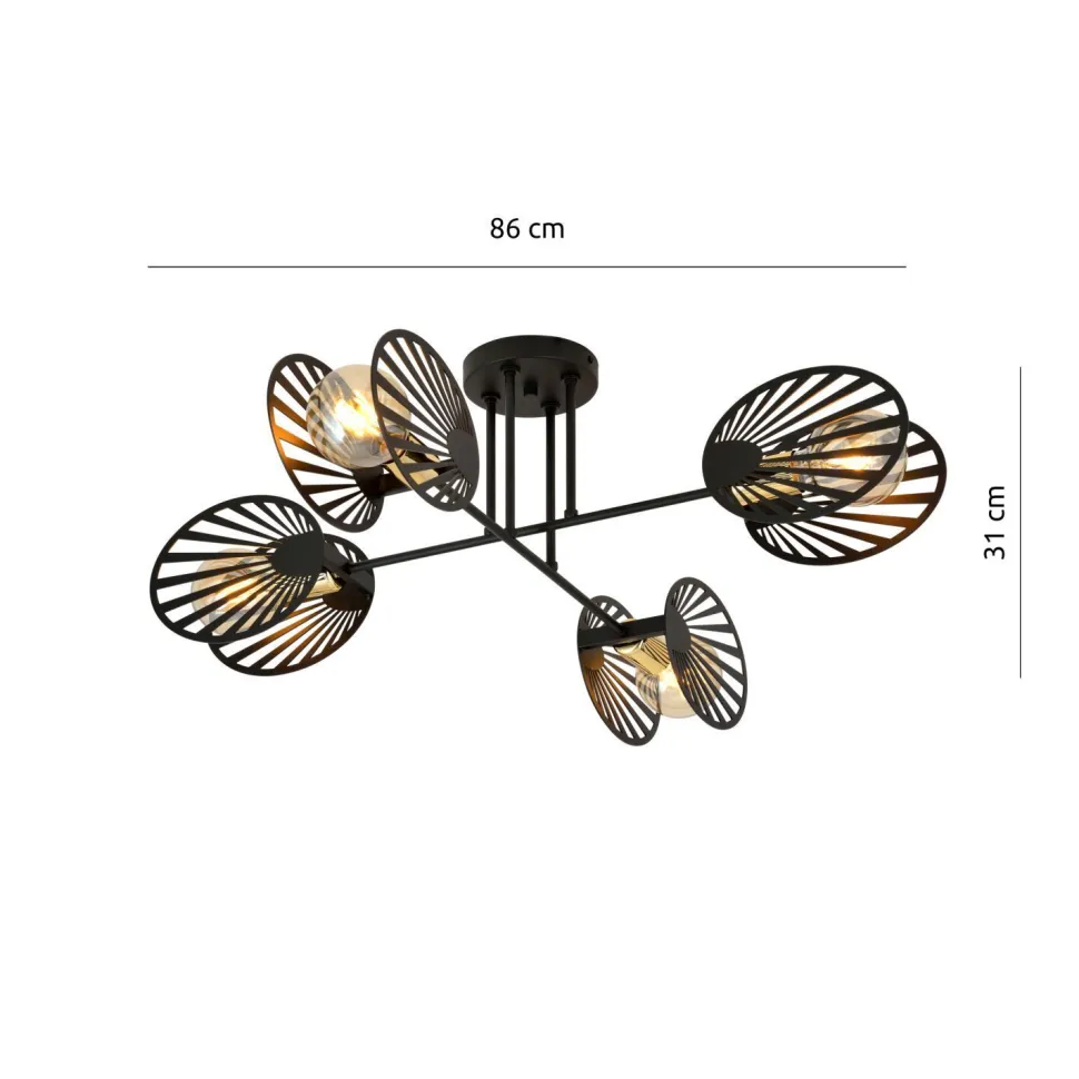 Deckenleuchte Schwarz Metall 86 cm lang 4-flammig