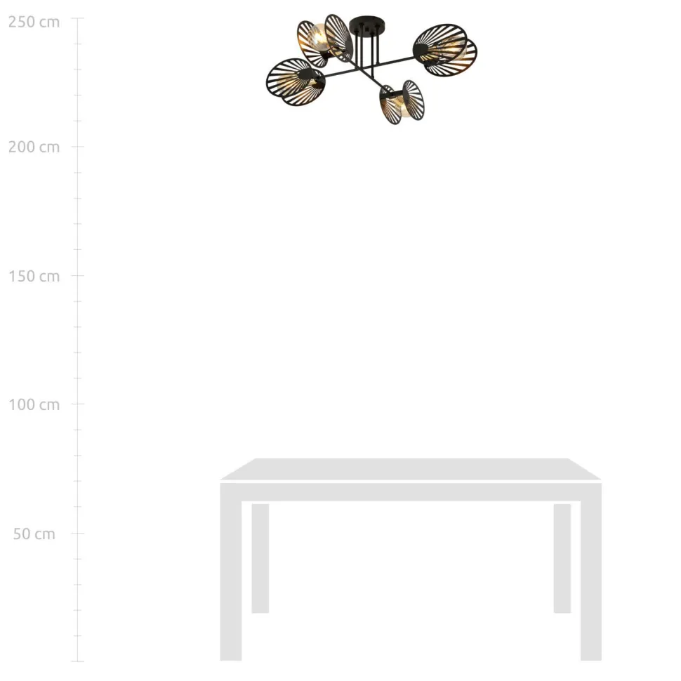 Deckenleuchte Schwarz Metall 86 cm lang 4-flammig