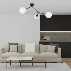 Deckenleuchte Schwarz Weiß Glas Metall 3-flammig Modern