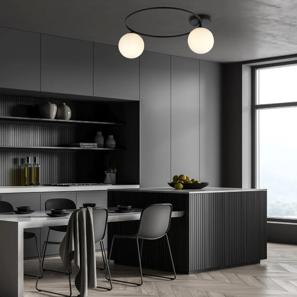 Deckenleuchte Schwarz Weiß E14 Ø 47 cm blendarm