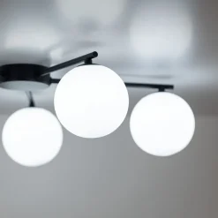 Deckenleuchte Schwarz Weiß L: 67 cm G9 5-flammig Glas Metall