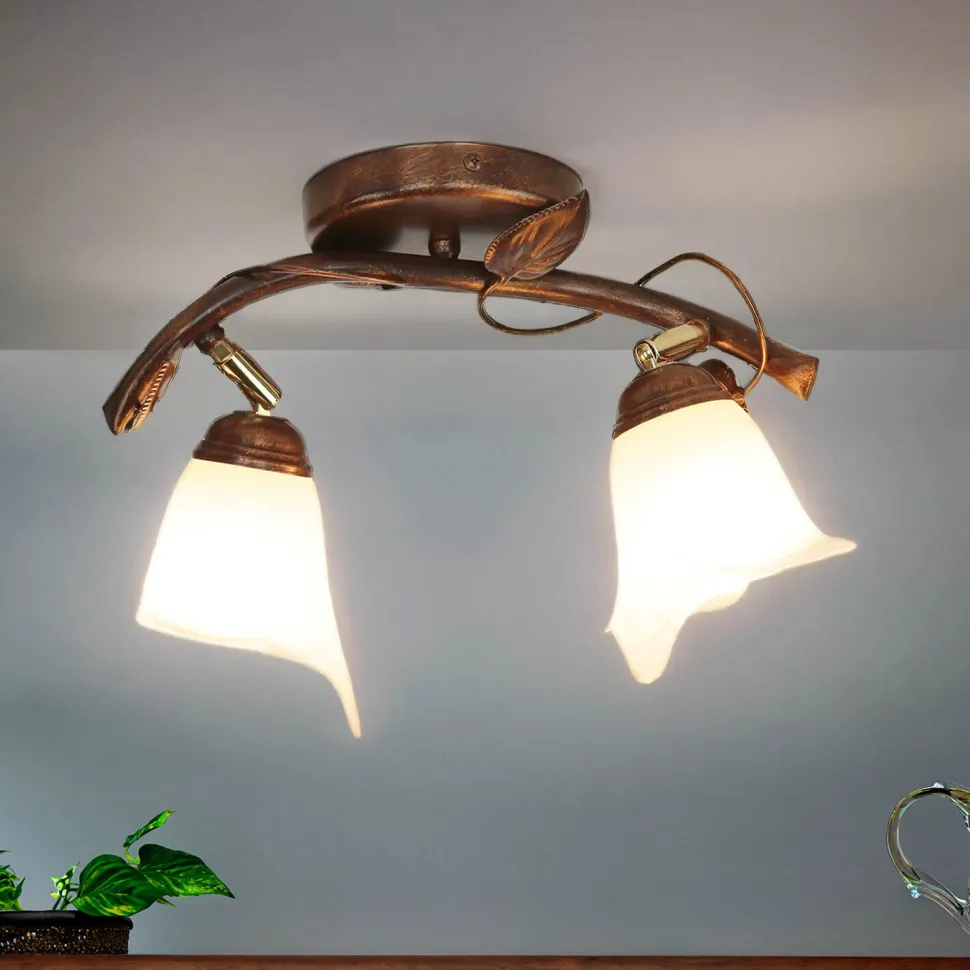 Deckenleuchte Shabby Braun antik Floral Wohnzimmer