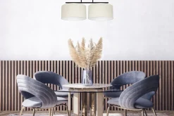 Deckenleuchte Stoff blendarm Schwarz Creme E27 L:70 cm