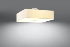 Deckenleuchte Stoff Glas Weiß quadratisch blendarm