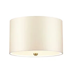 Deckenleuchte Stoff rund in Creme Messing antik