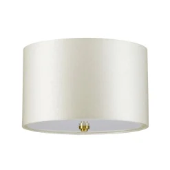 Deckenleuchte Stoff rund in Creme Messing antik