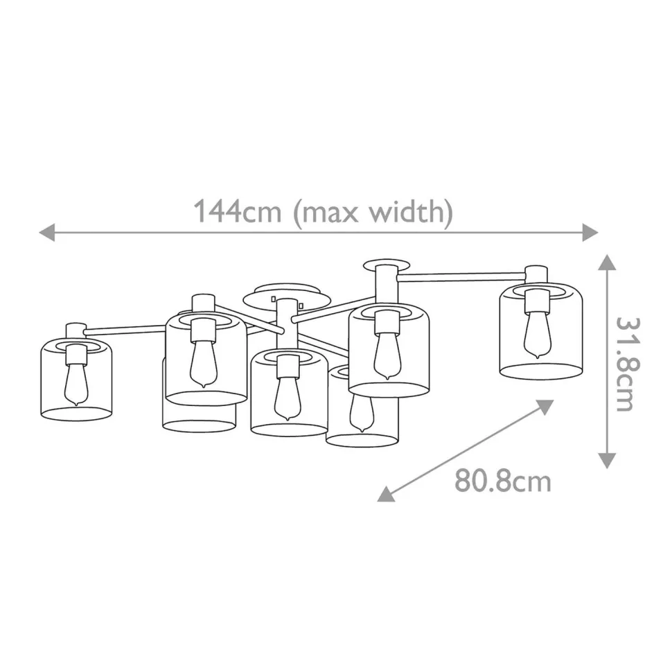 Deckenleuchte verstellbar B: 80-144 cm groß Metall glas