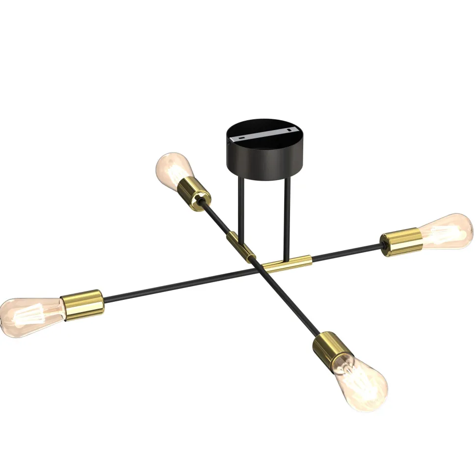 Deckenleuchte Vintage Metall Schwarz Gold AQIB