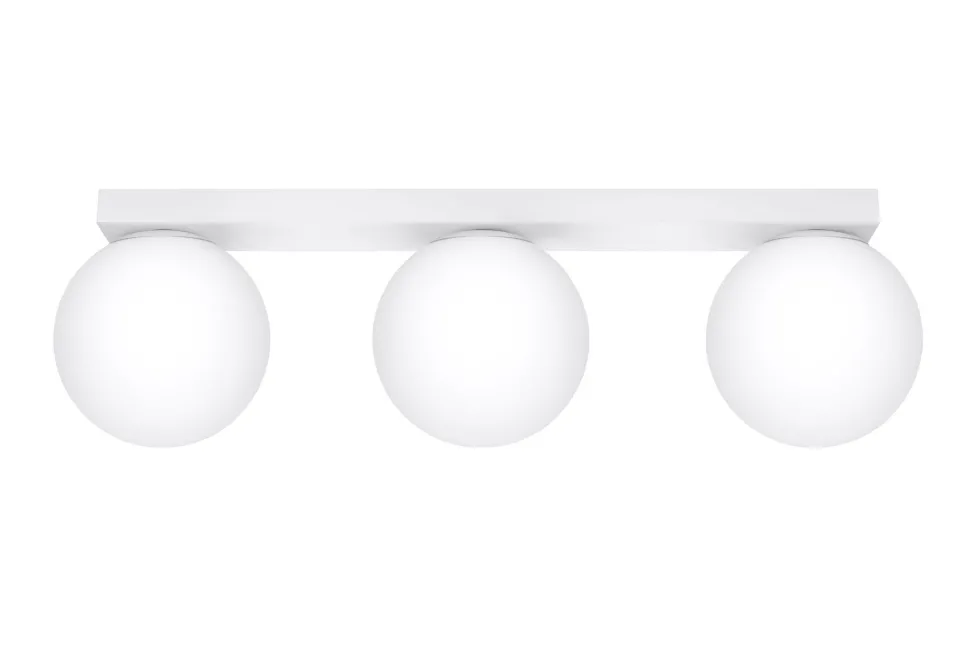 Deckenleuchte Weiß 50 cm lang Glas Metall 3-flammig G9