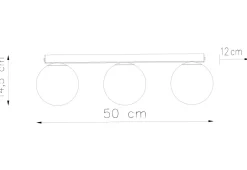 Deckenleuchte Weiß 50 cm lang Glas Metall 3-flammig G9