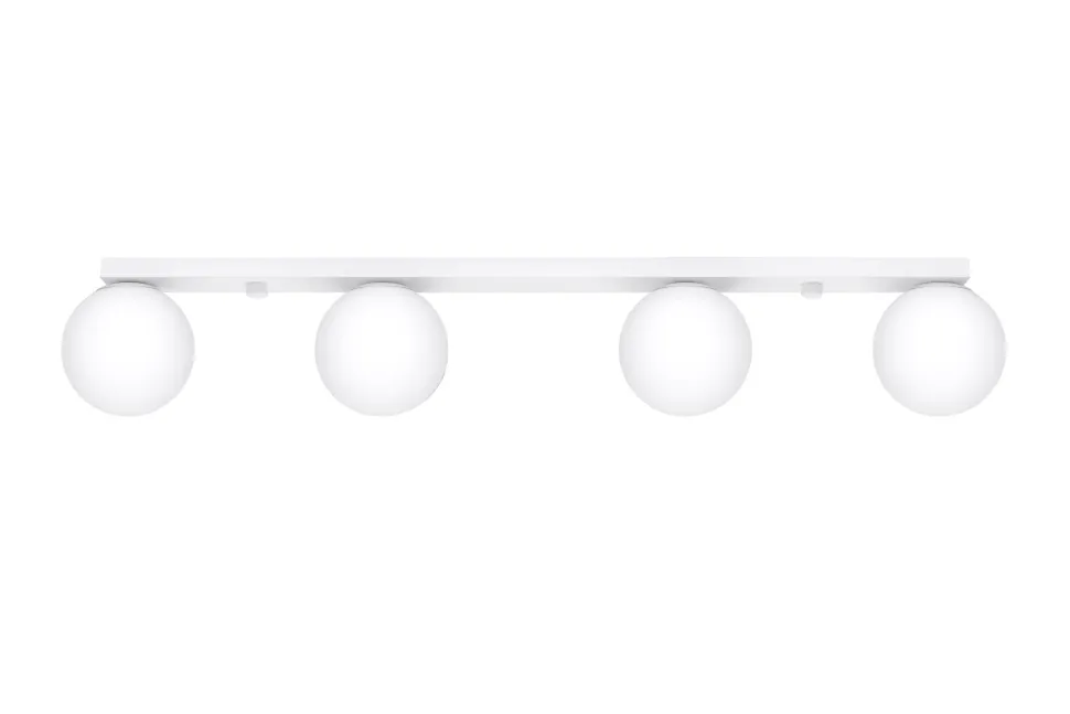 Deckenleuchte Weiß 88 cm lang Glas Metall 4-flammig G9