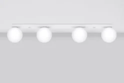 Deckenleuchte Weiß 88 cm lang Glas Metall 4-flammig G9