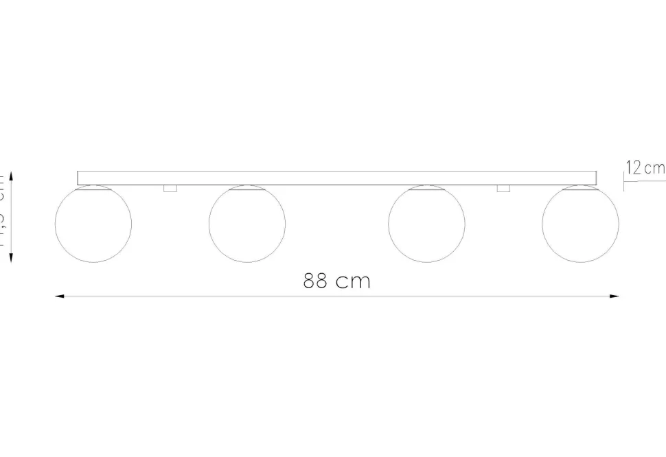 Deckenleuchte Weiß 88 cm lang Glas Metall 4-flammig G9