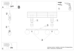 Deckenleuchte Weiß 88 cm lang Glas Metall 4-flammig G9