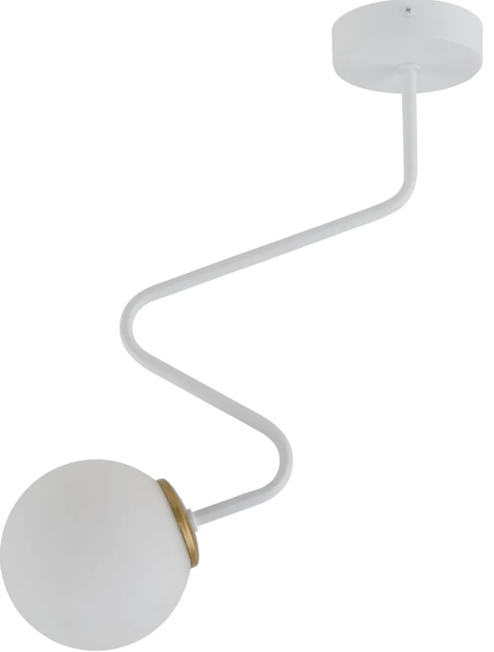 Deckenleuchte Weiß Glas Metall geschwungen L:32 cm