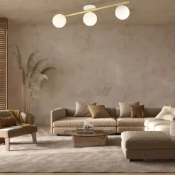 Deckenleuchte Weiß Gold 80 cm 3-flammig LUISELLA