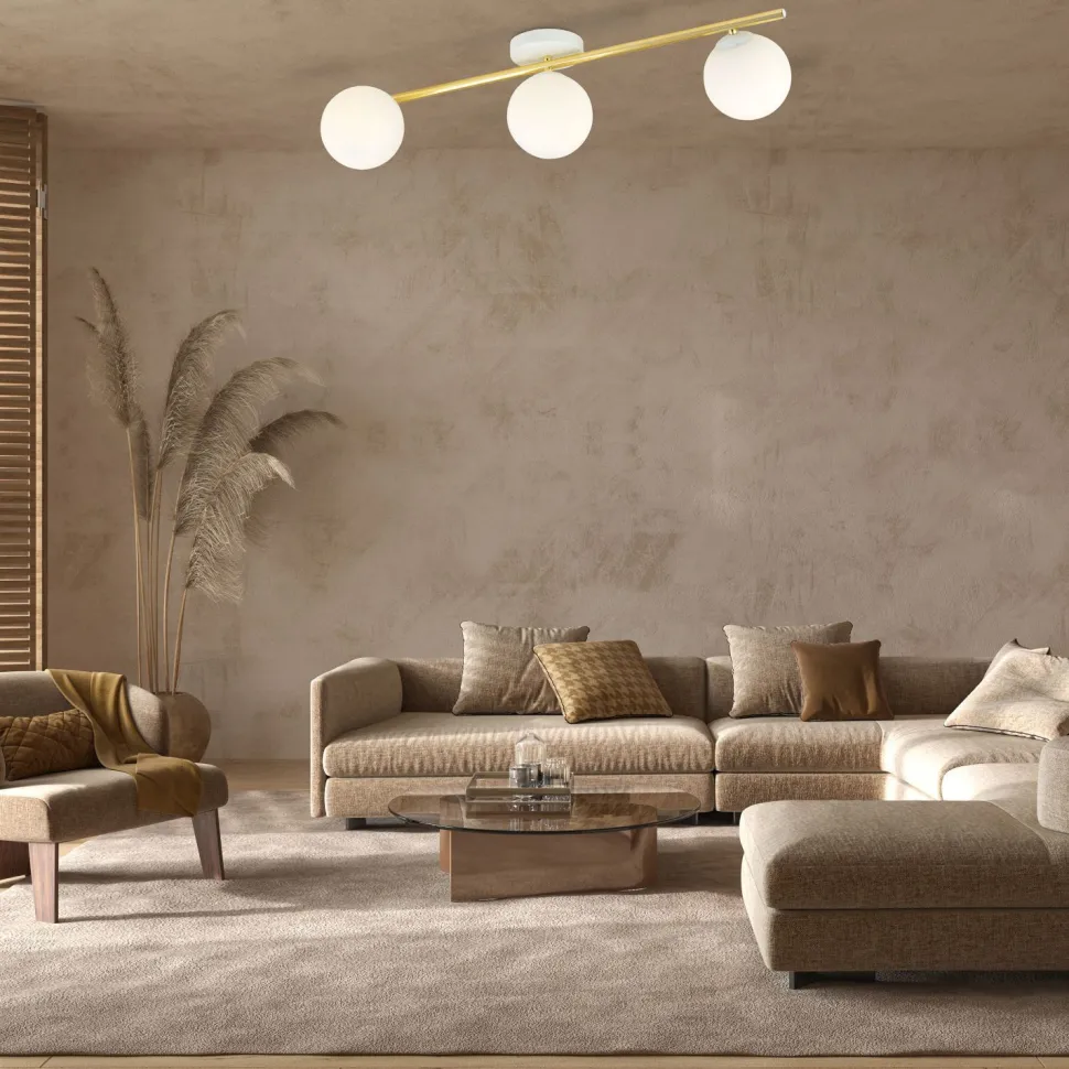 Deckenleuchte Weiß Gold 80 cm 3-flammig LUISELLA