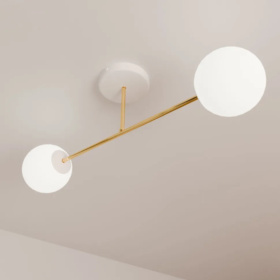 Deckenleuchte Weiß Gold 2-flammig 55 cm E14 ANNETTA