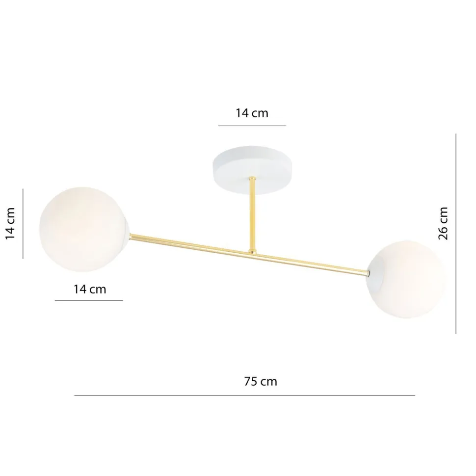 Deckenleuchte Weiß Gold 2-flammig 55 cm E14 ANNETTA