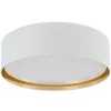 Deckenleuchte Weiß Gold rund Ø 60 cm wohnlich Stoff